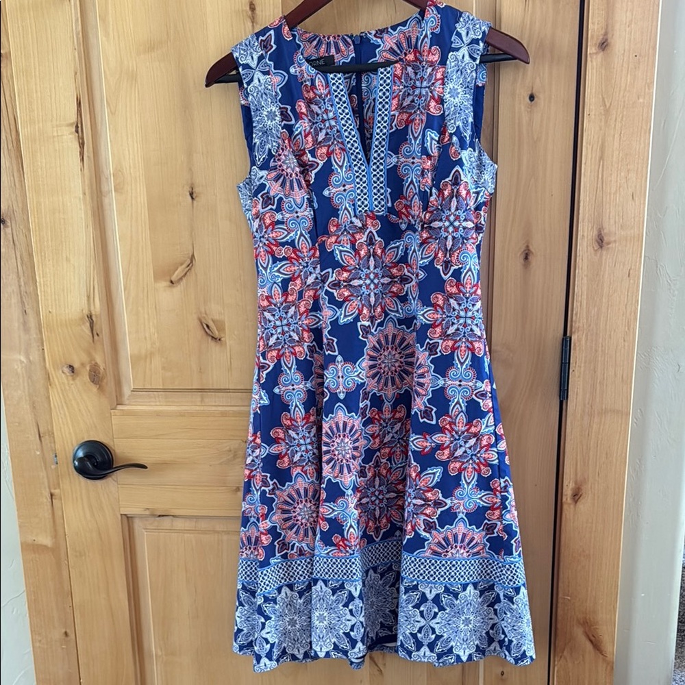 ADORNE Floral Sleeveless Dress - Blue and Red- classy!